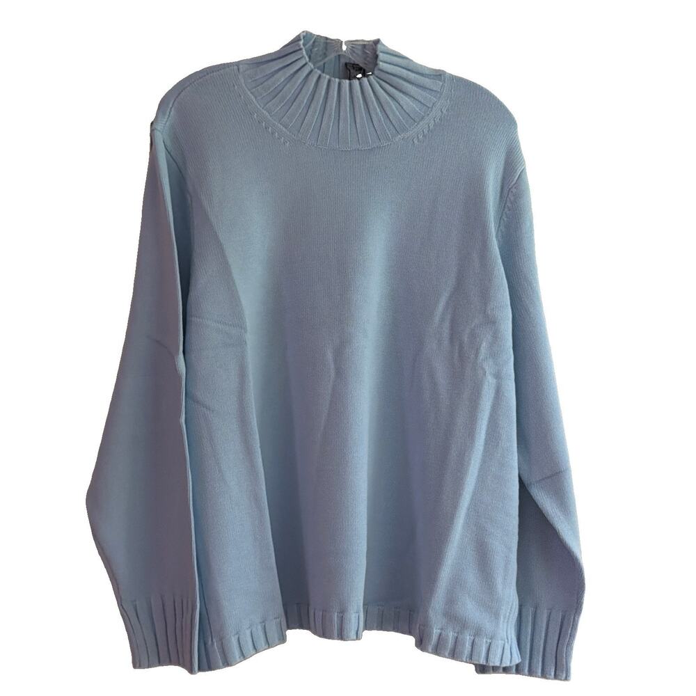 Denim & Co. Stretch Mockneck Pullover Sweater Light Blue Size 2X QVC A66504 NIP
